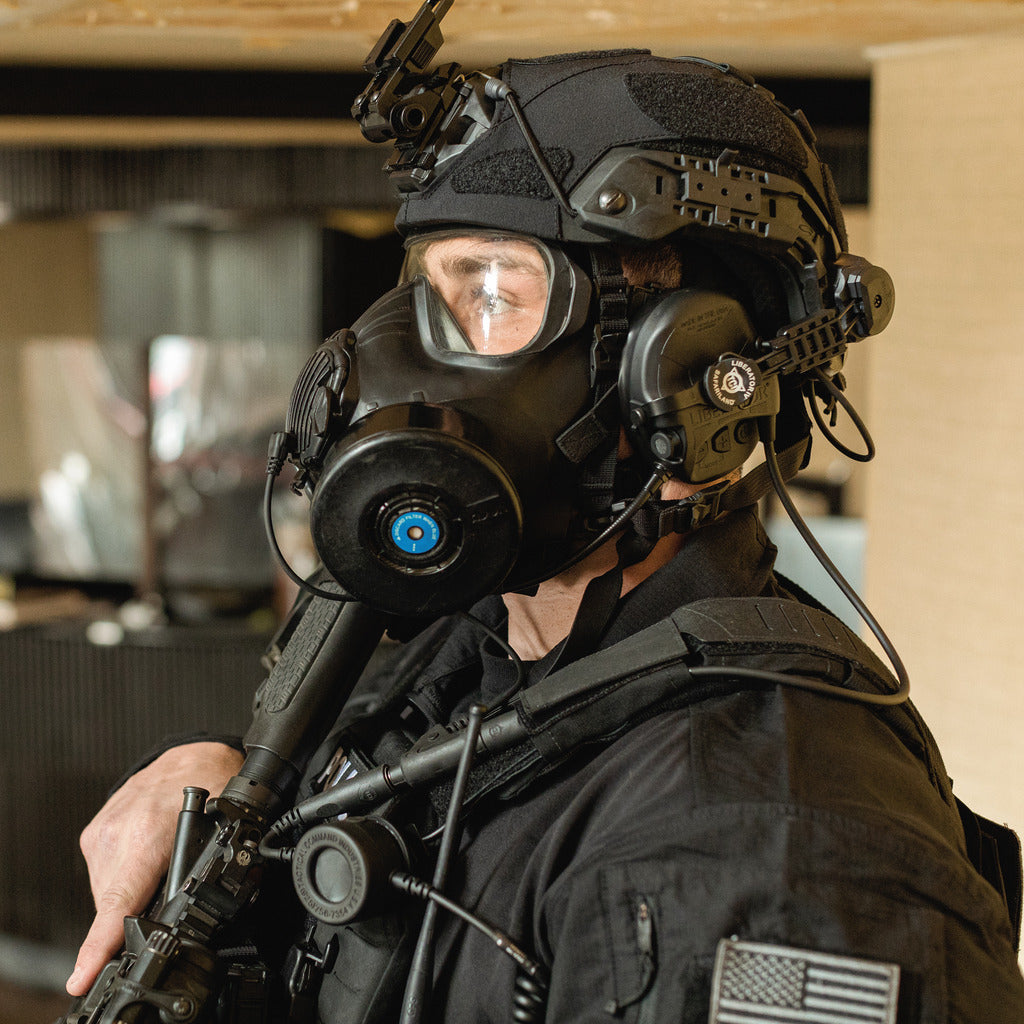 Swat Team Gas Mask G20 A Riot Police Officer Wears A Gas Mask During
