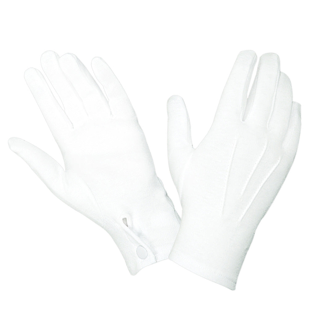 WG1000S - White Cotton Parade Gloves w/Snap Back | Safariland